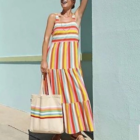 J.Crew Rainbow Stripe Maxi Dress Size Sm Style AP172 - Picture 1 of 6